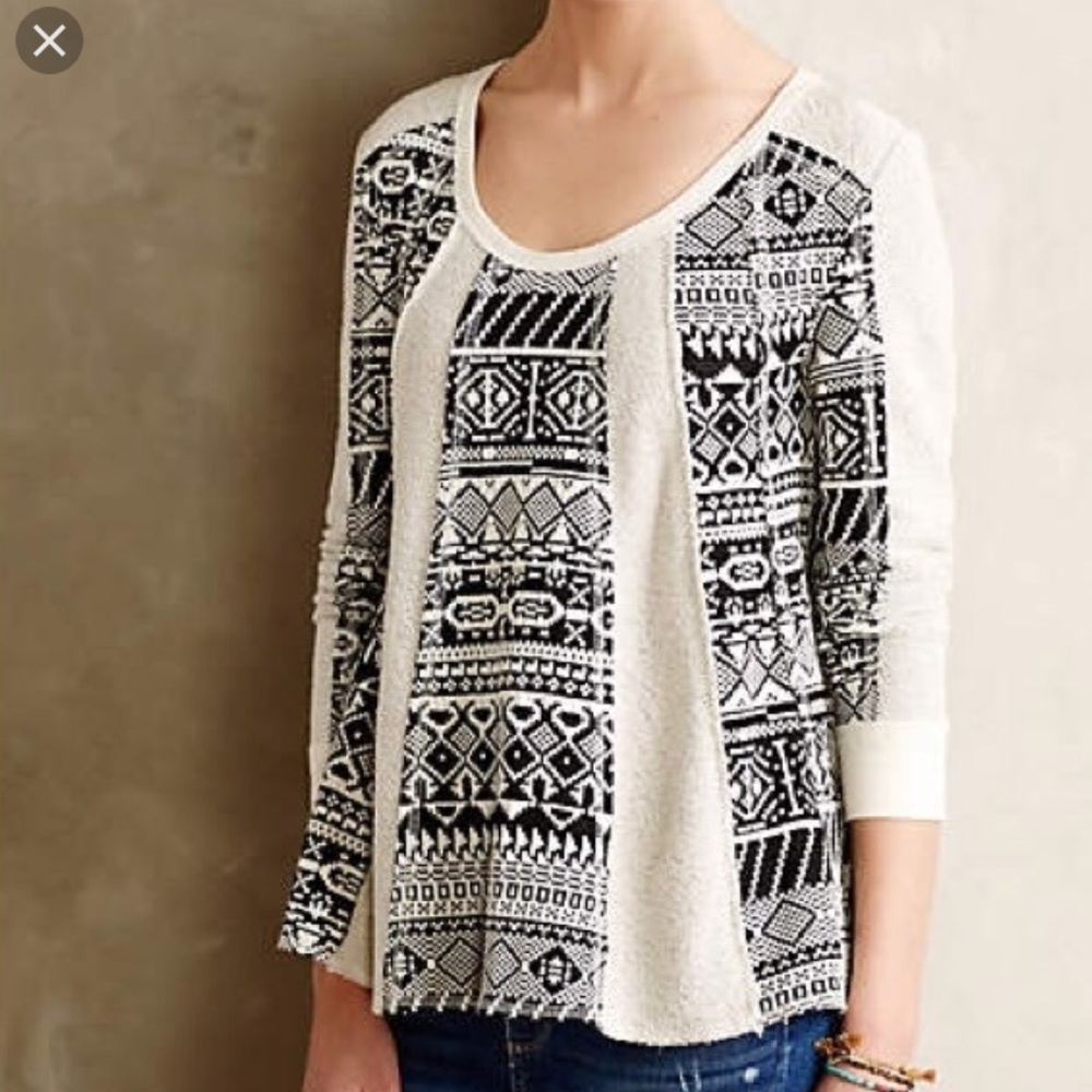 Anthropologie Lilka Geo Jacquard Sweater
